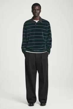 COS STRIPED VELVET LONG-SLEEVED POLO SHIRT- Polo Shirts