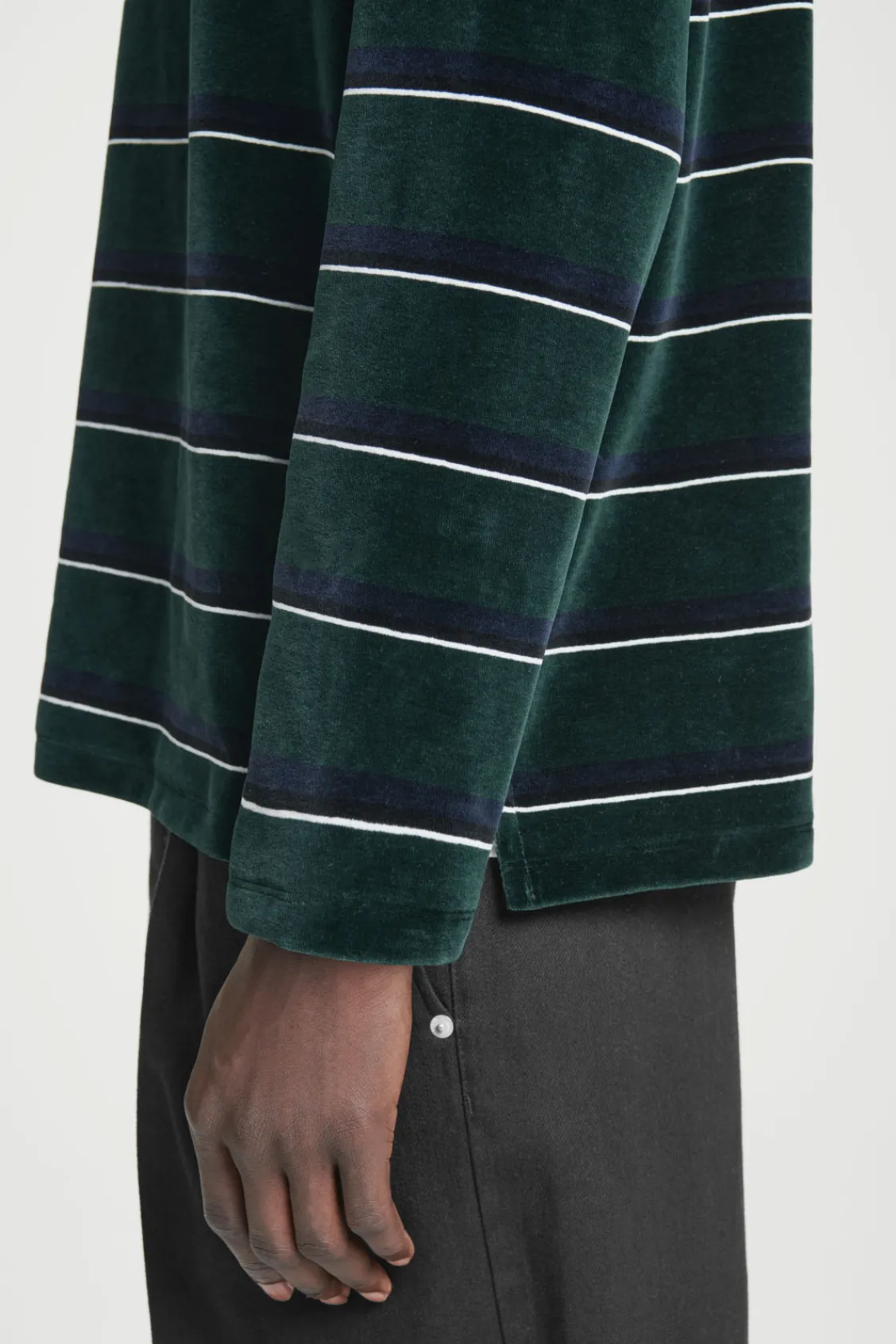 COS STRIPED VELVET LONG-SLEEVED POLO SHIRT- Polo Shirts