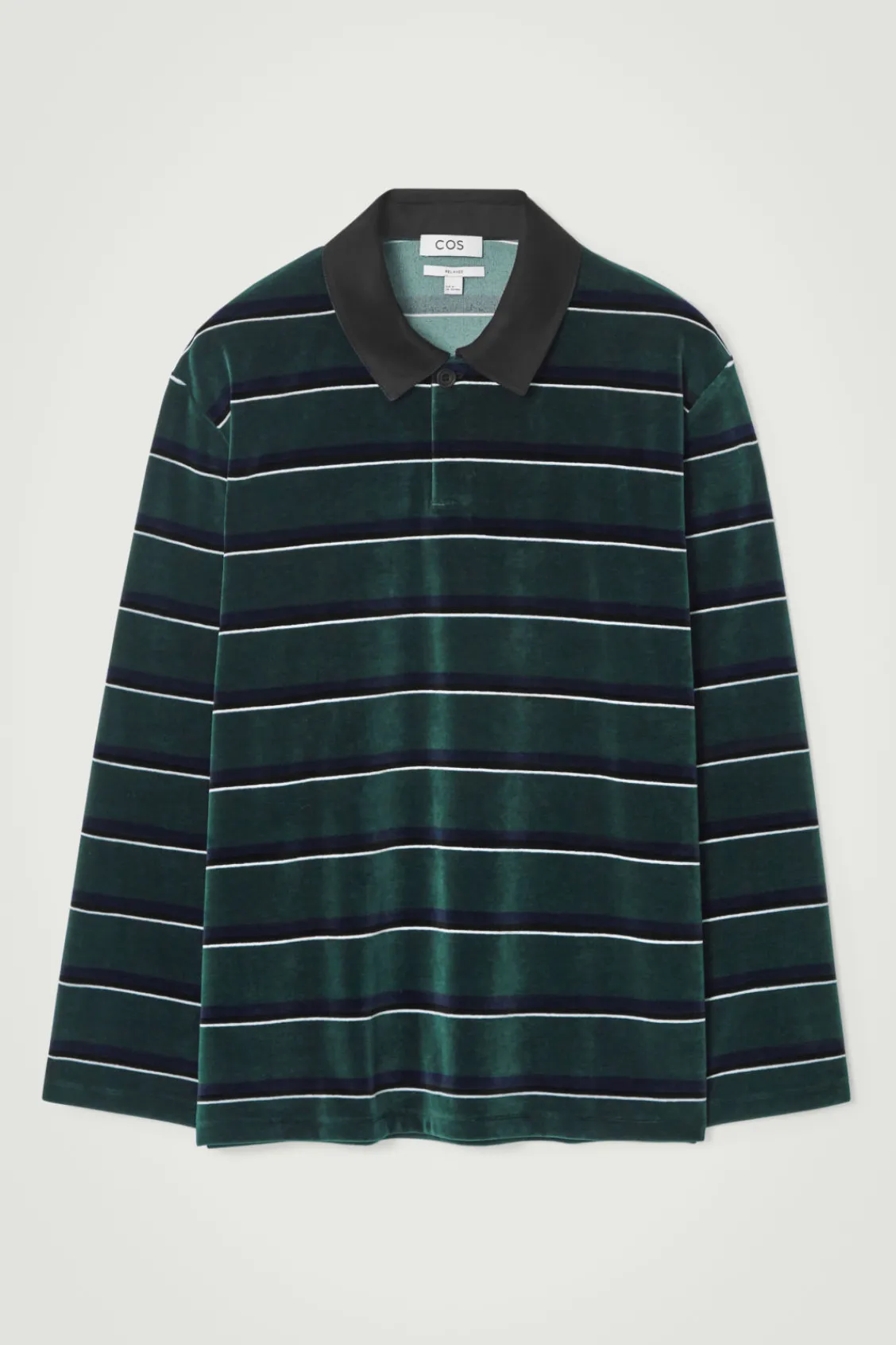 COS STRIPED VELVET LONG-SLEEVED POLO SHIRT- Polo Shirts
