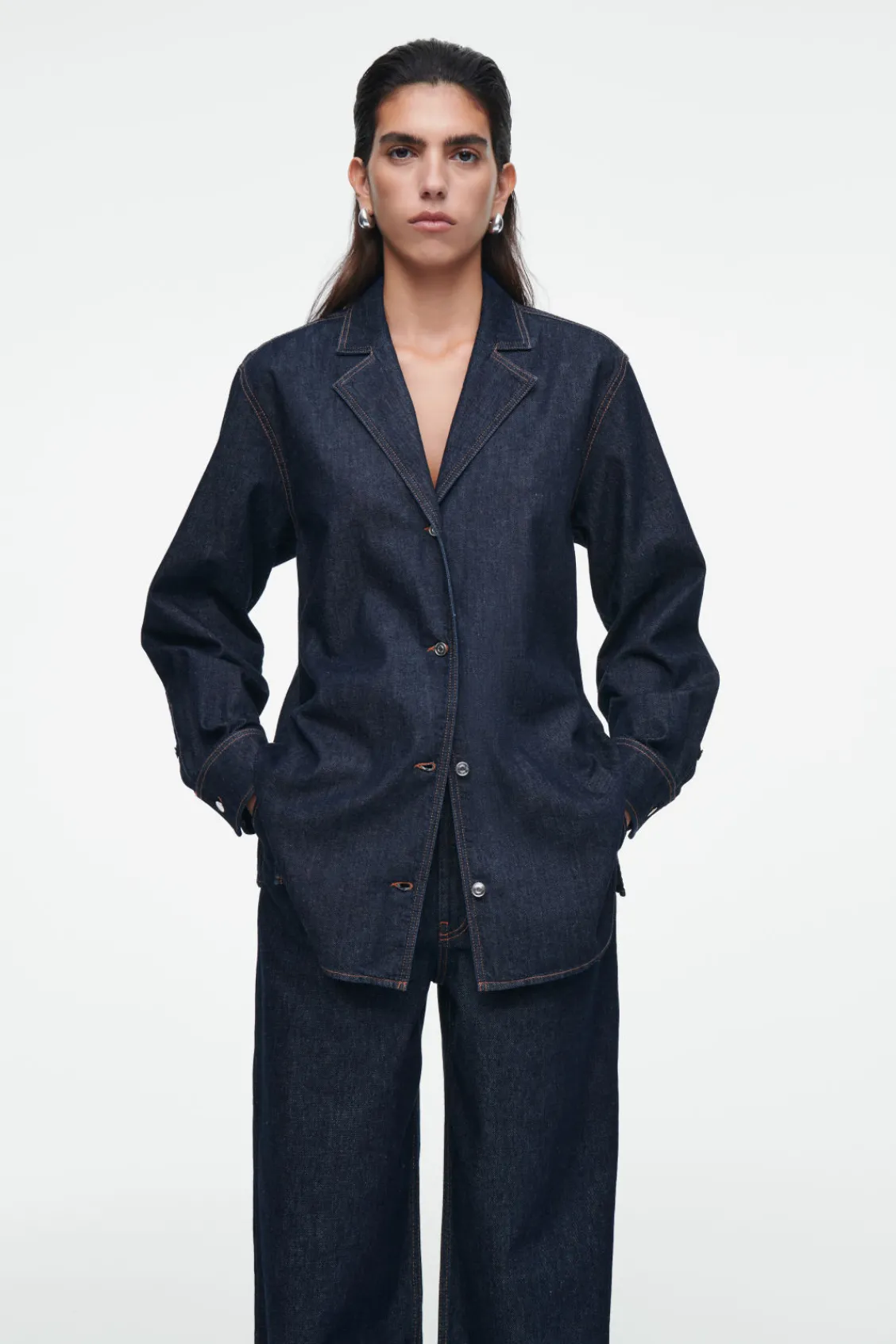 COS TAILORED DENIM SHIRT-Women Shirts & Blouses | Tops