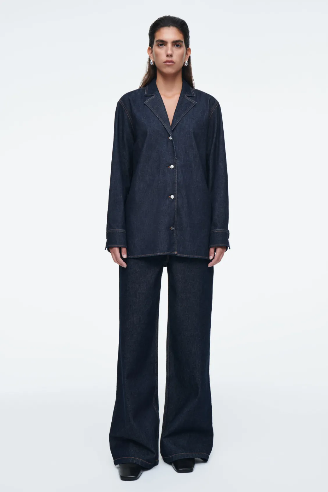 COS TAILORED DENIM SHIRT-Women Shirts & Blouses | Tops