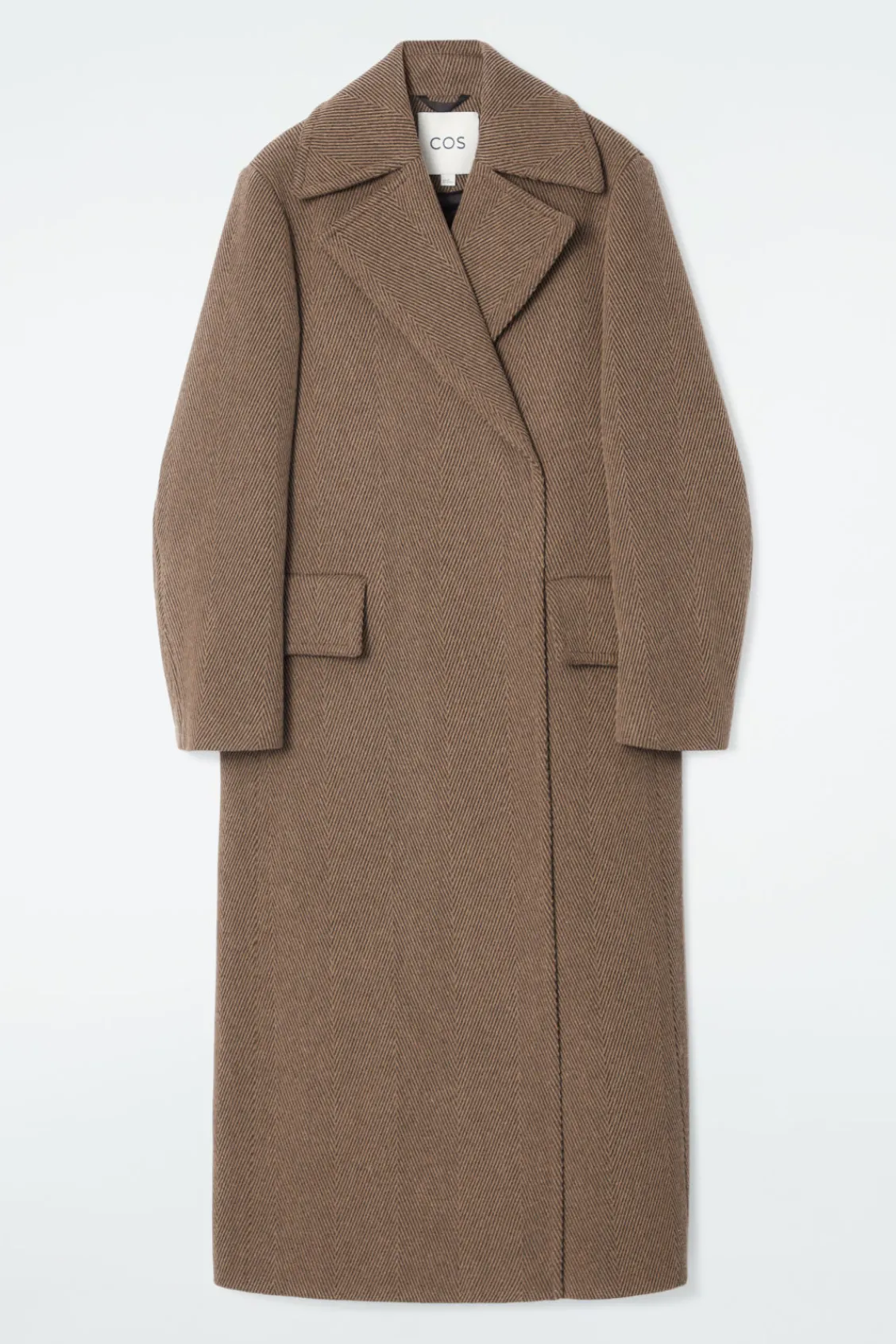 COS TAILORED HERRINGBONE WOOL COAT-Women Coats & Jackets
