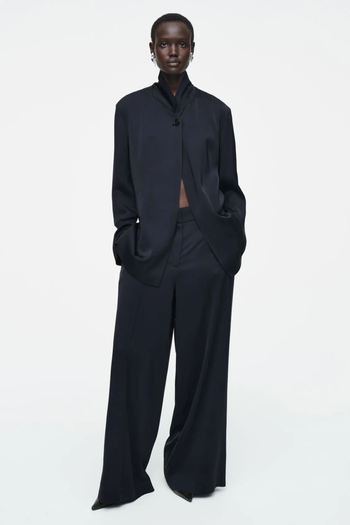 COS TAILORED SATIN WIDE-LEG PANTS-Women Vests & Tailoring | Pants