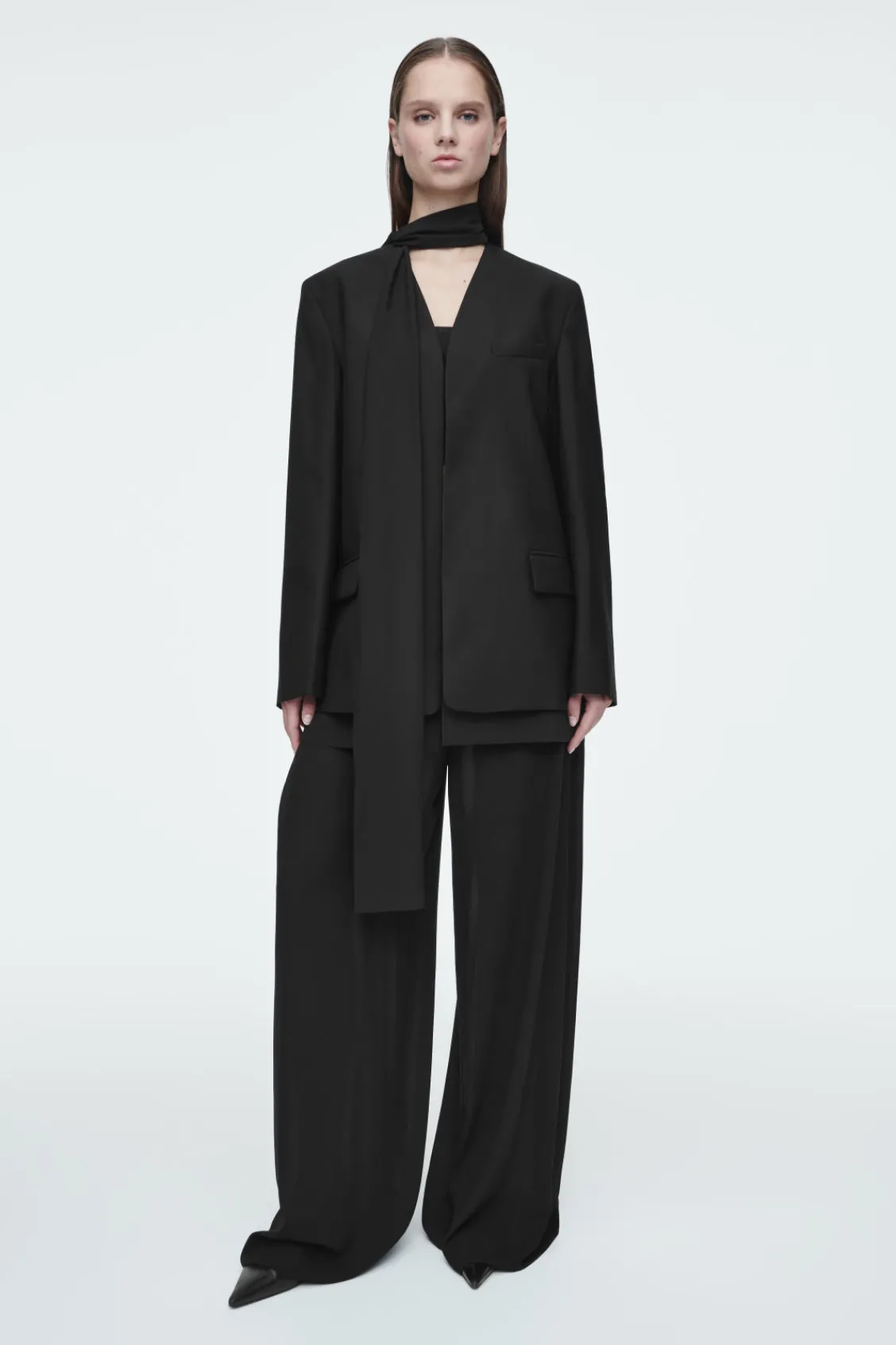 COS TAILORED WOOL WIDE-LEG PANTS-Women Pants
