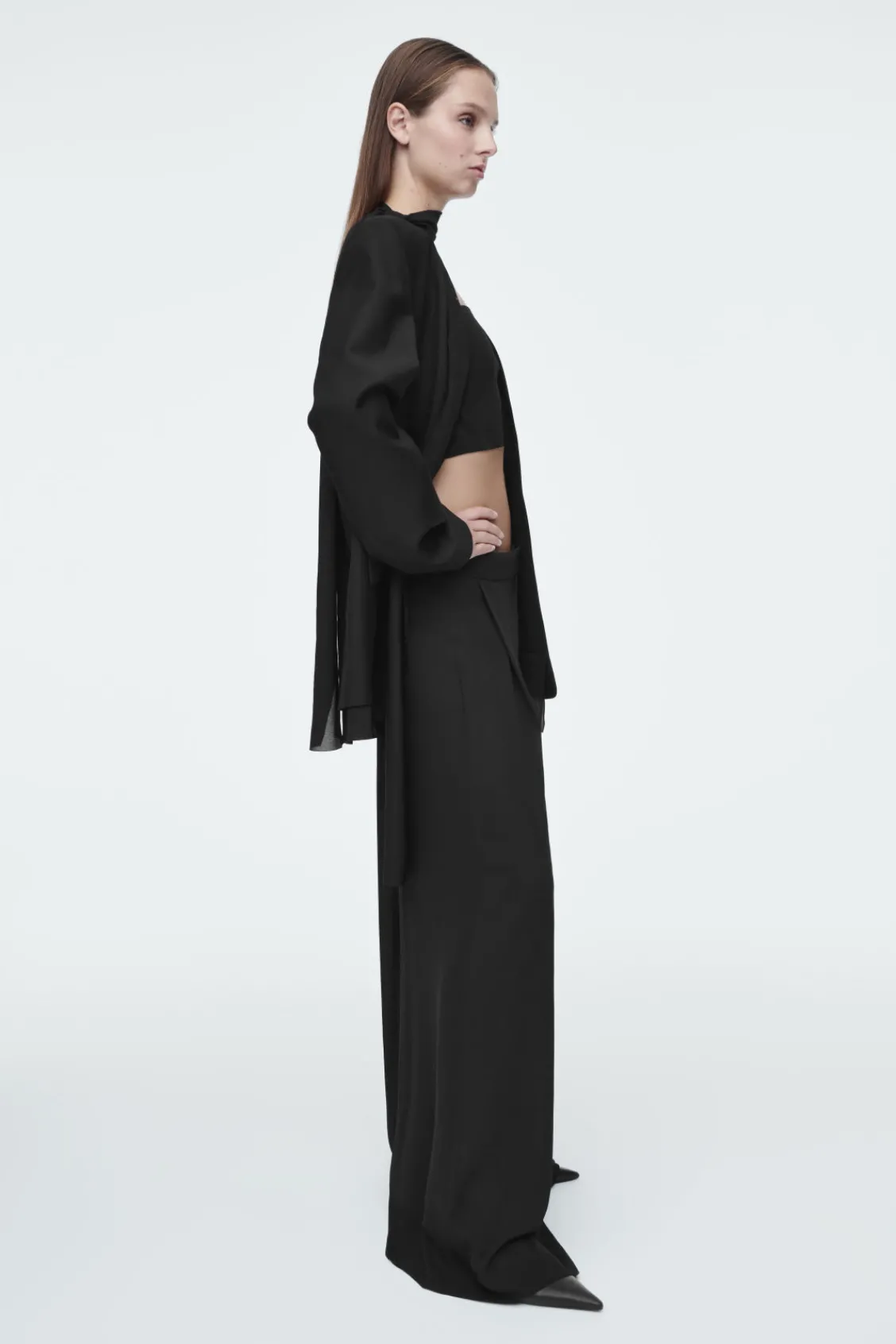 COS TAILORED WOOL WIDE-LEG PANTS-Women Pants
