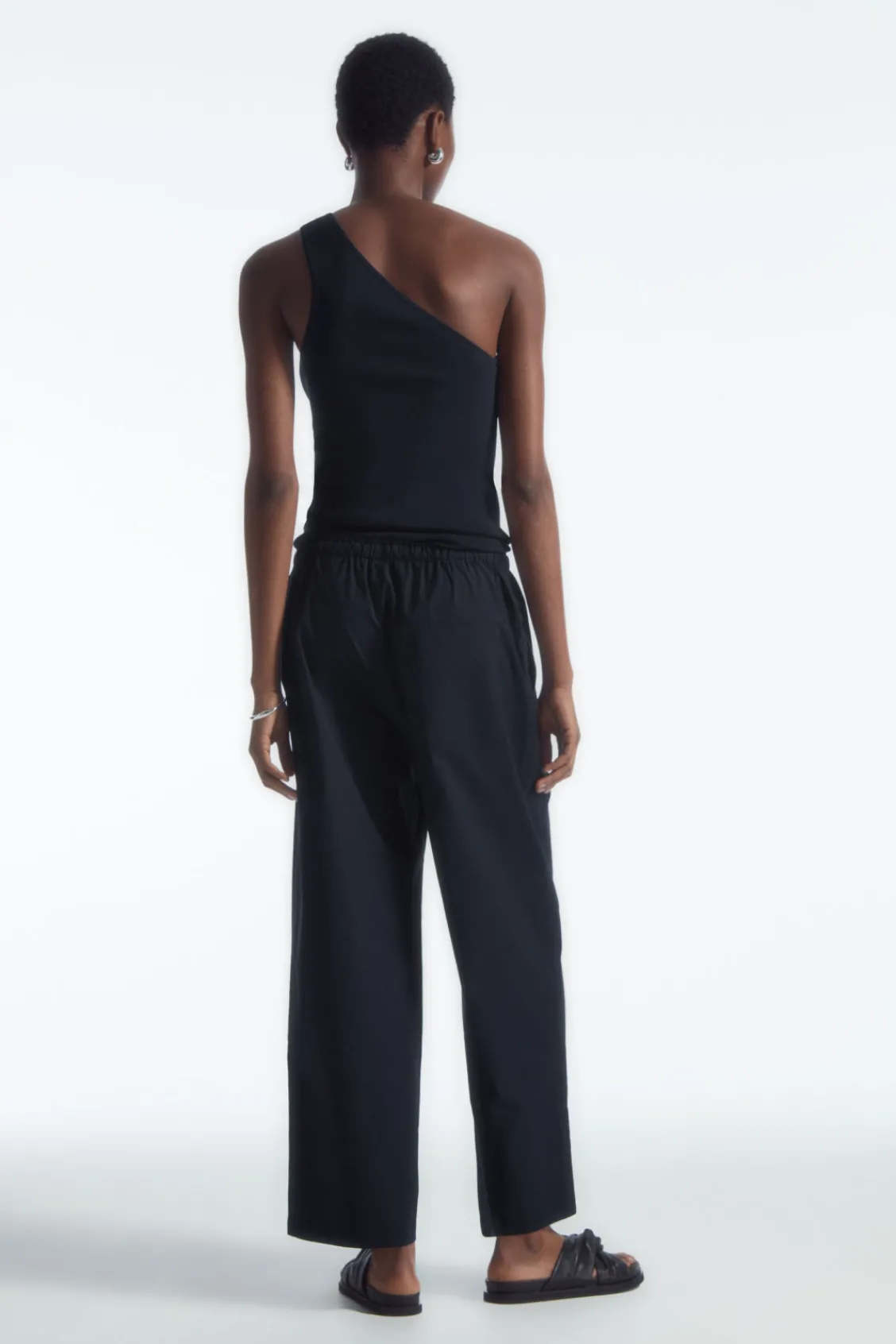 COS TAPERED DRAWSTRING COTTON PANTS-Women Pants