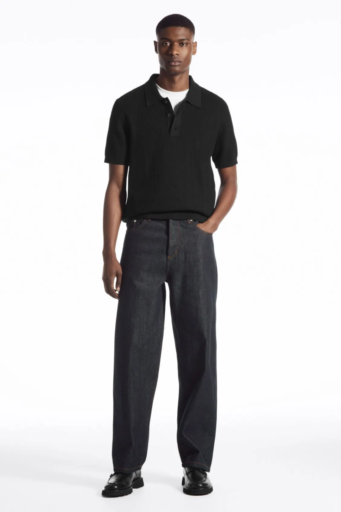 COS TEXTURED KNITTED POLO SHIRT- Polo Shirts | Sweaters & Cardigans