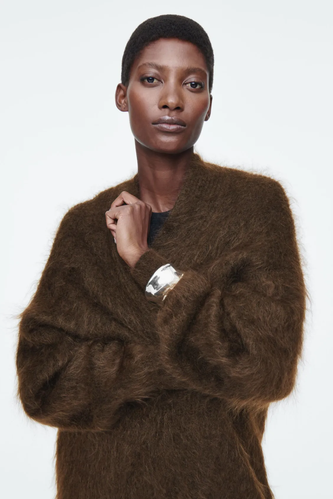 COS TEXTURED MOHAIR-BLEND MAXI CARDIGAN-Women Sweaters & Cardigans