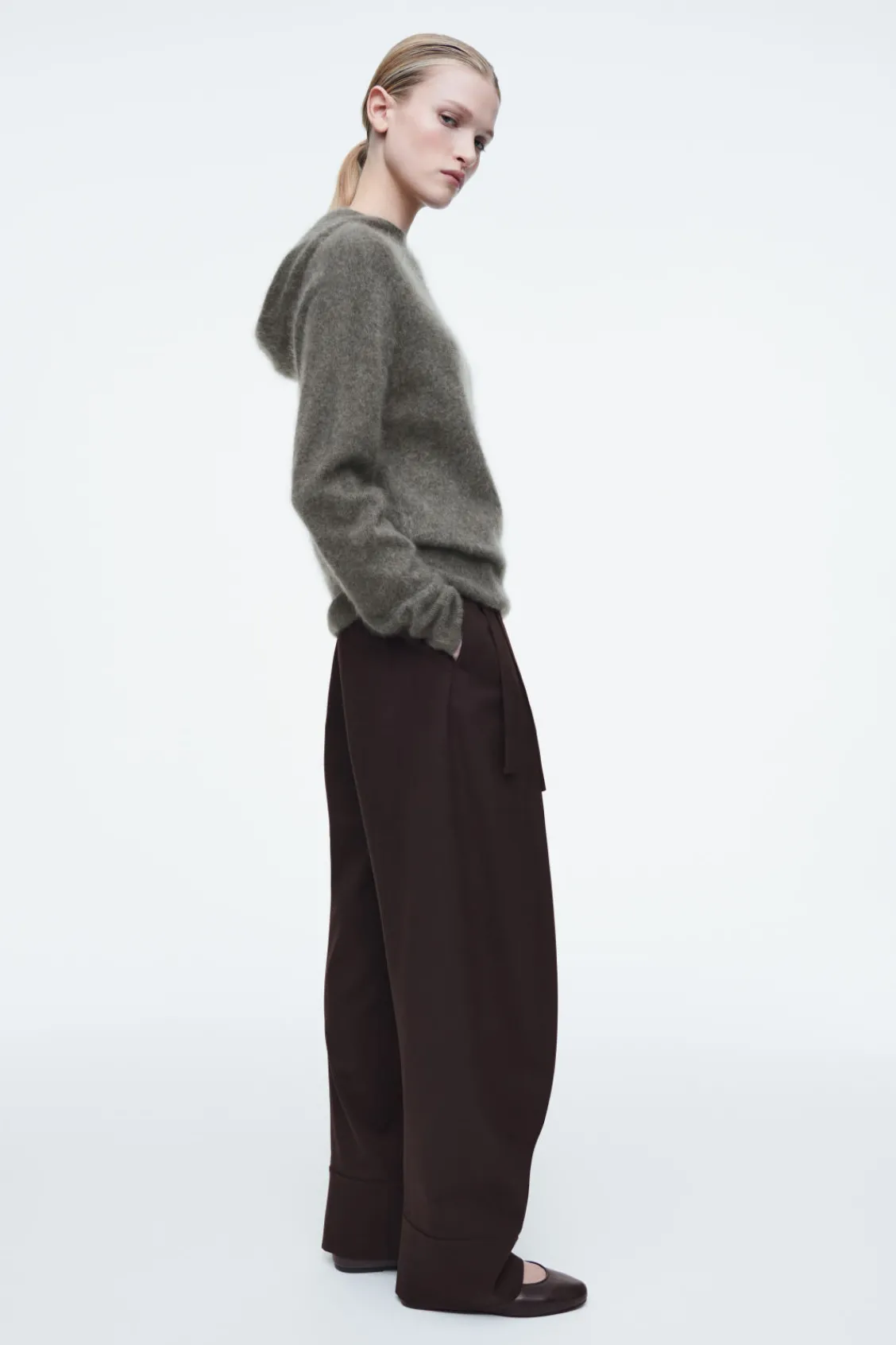 COS TEXTURED PURE CASHMERE HOODIE-Women Cashmere | Sweaters & Cardigans