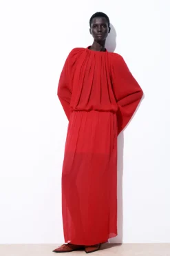 COS THE CRINKLED SILK-CHIFFON MAXI SKIRT-Women Skirts