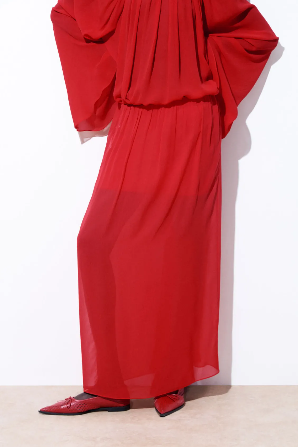 COS THE CRINKLED SILK-CHIFFON MAXI SKIRT-Women Skirts