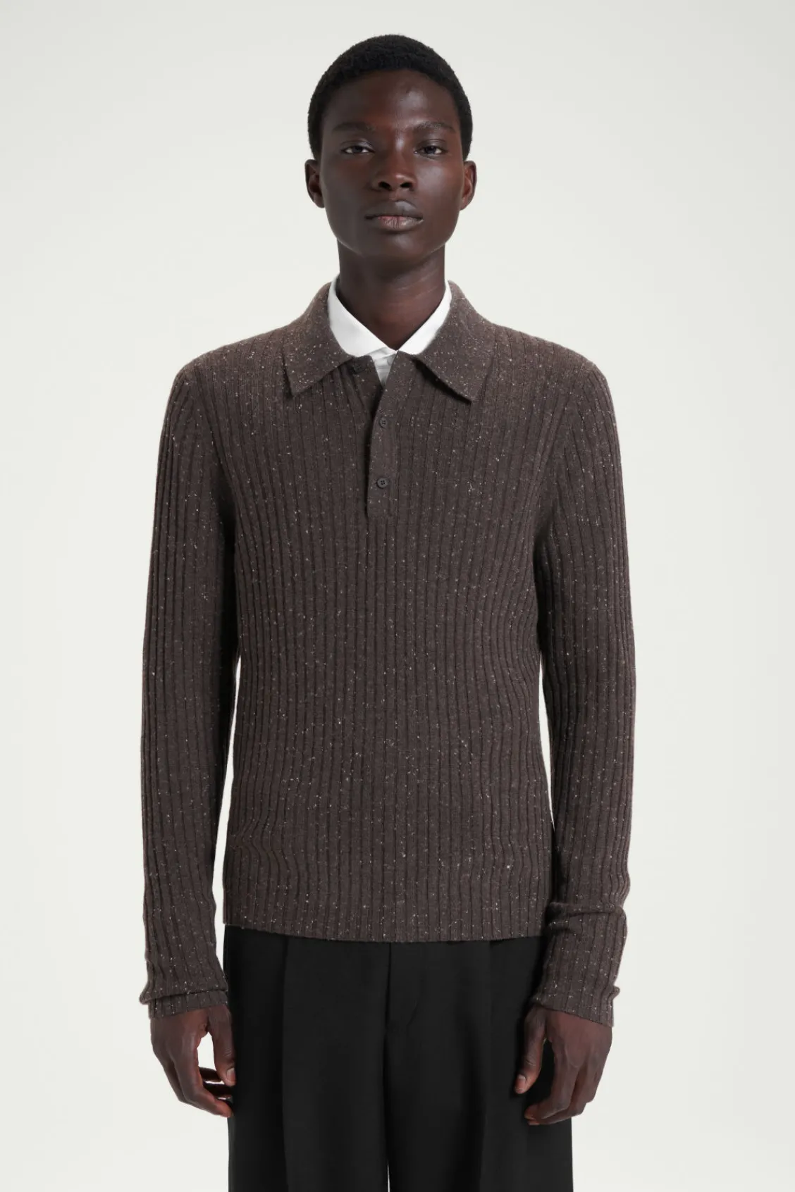 COS THE FLECKED WOOL POLO SHIRT- Polo Shirts | Cashmere