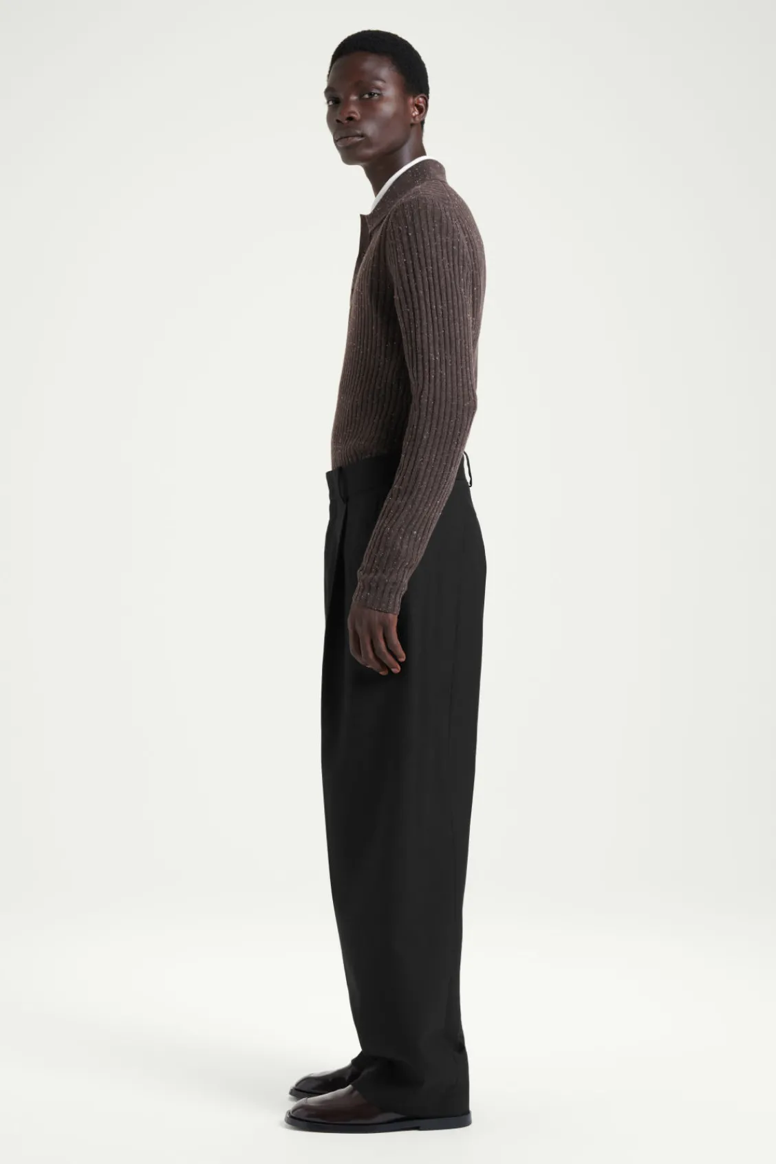 COS THE FLECKED WOOL POLO SHIRT- Polo Shirts | Cashmere