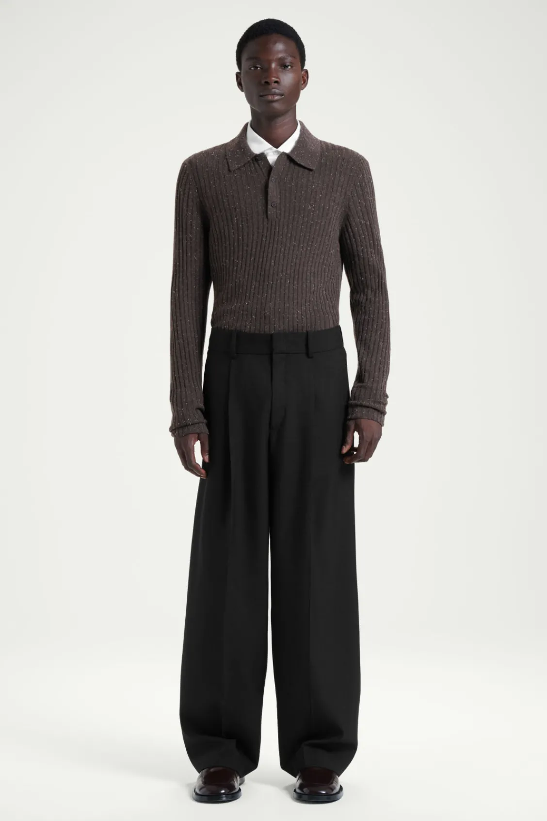COS THE FLECKED WOOL POLO SHIRT- Polo Shirts | Cashmere