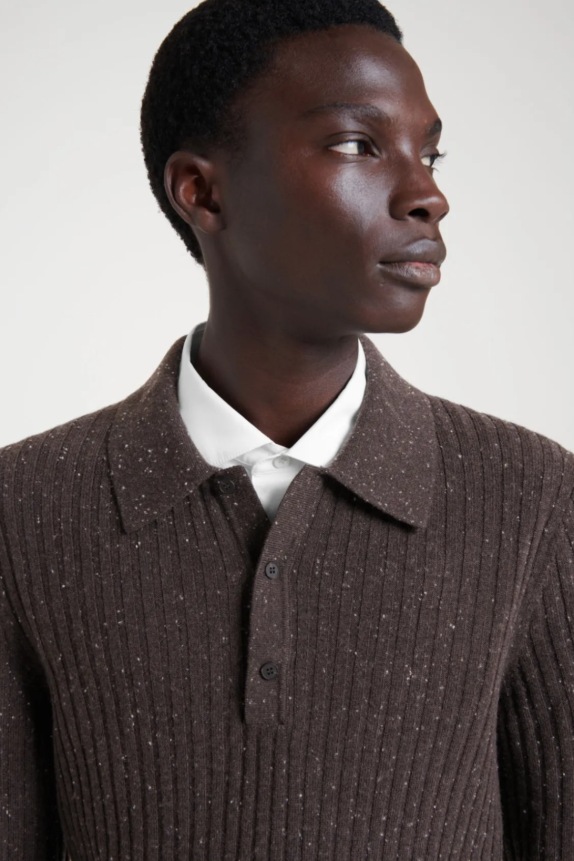COS THE FLECKED WOOL POLO SHIRT- Polo Shirts | Cashmere