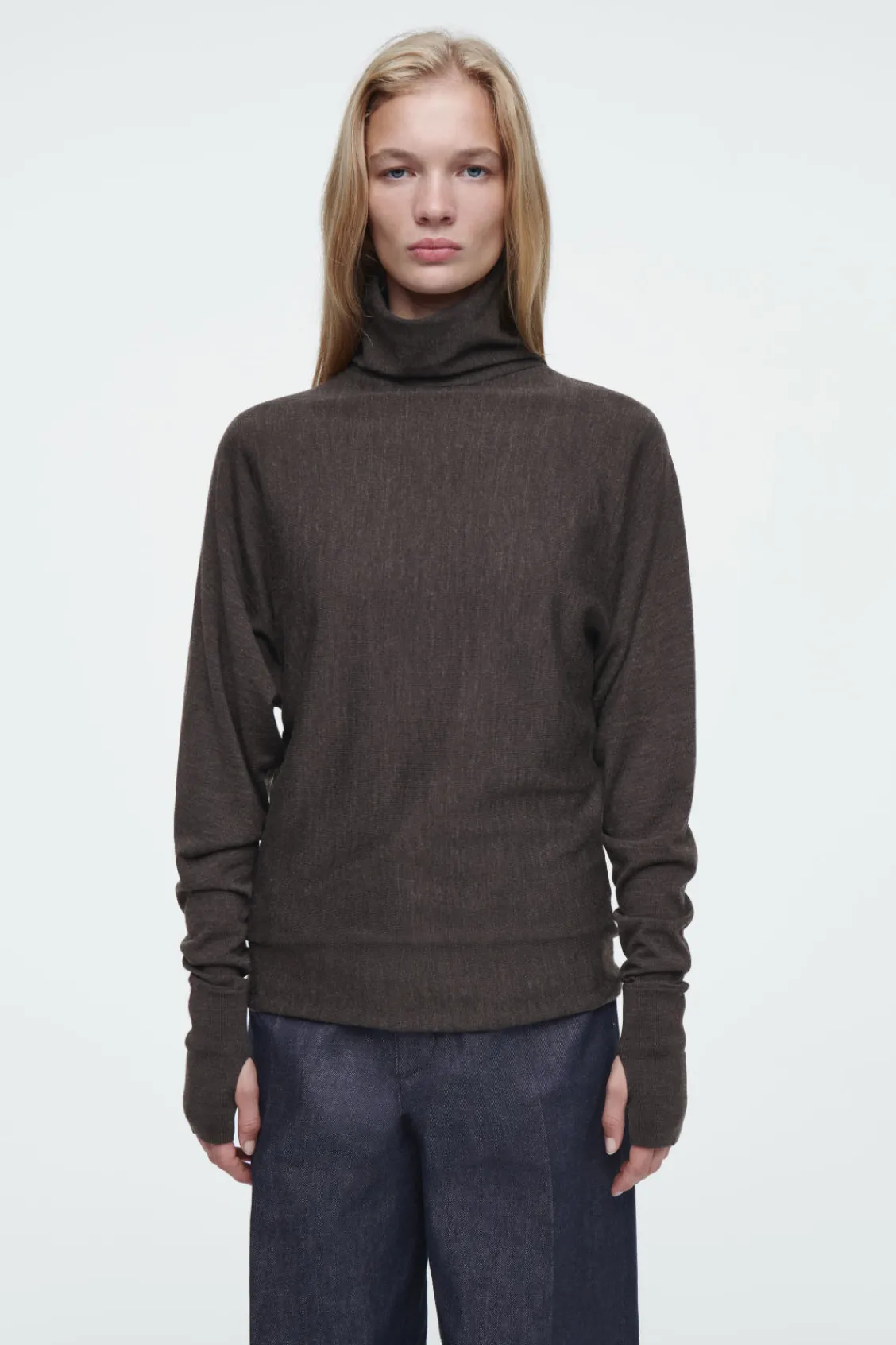 COS THE FUNNEL-NECK MERINO WOOL SWEATER-Women Tops | Sweaters & Cardigans