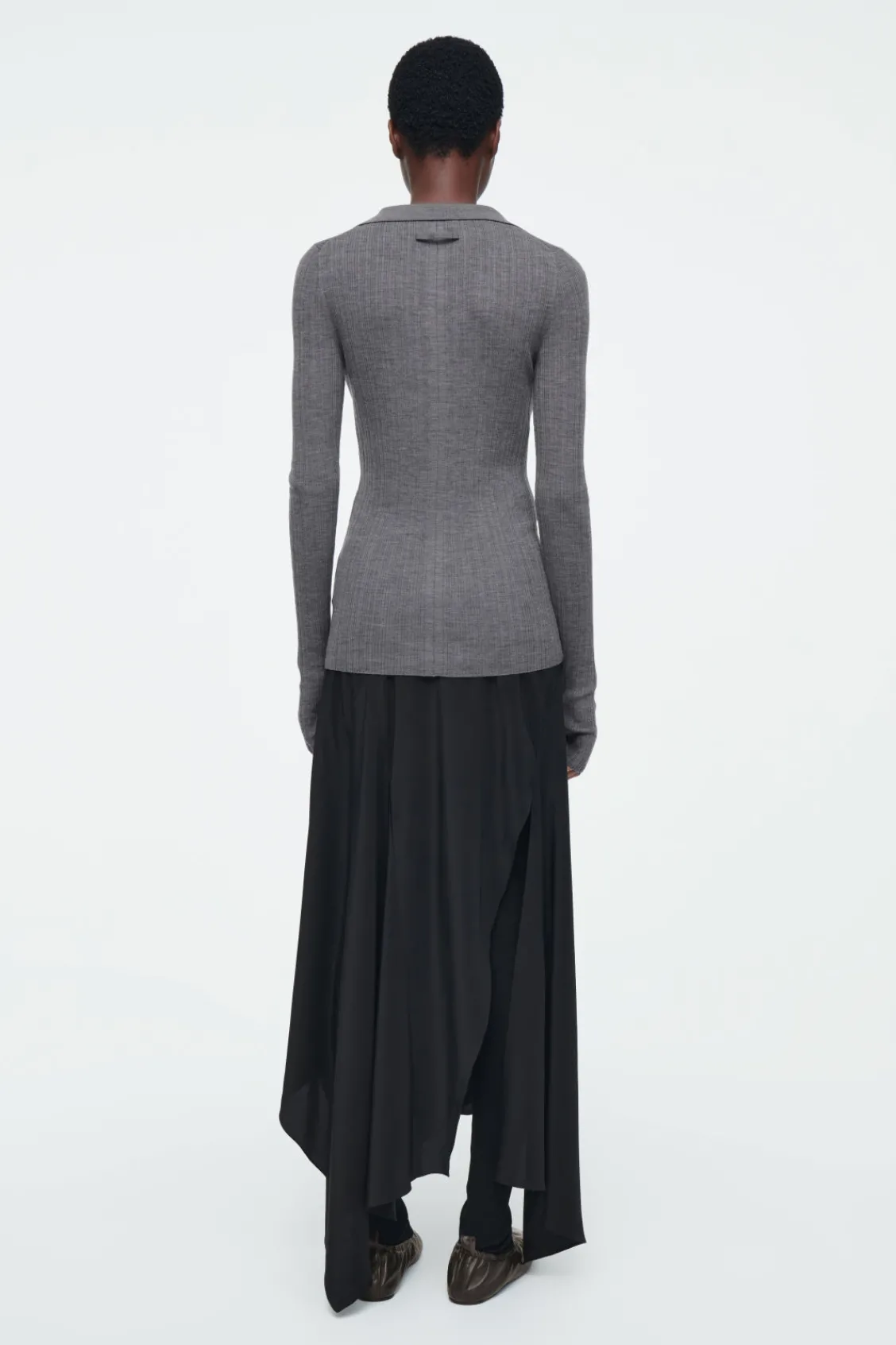 COS THE OPEN-COLLAR MERINO WOOL TOP-Women Tops | Sweaters & Cardigans