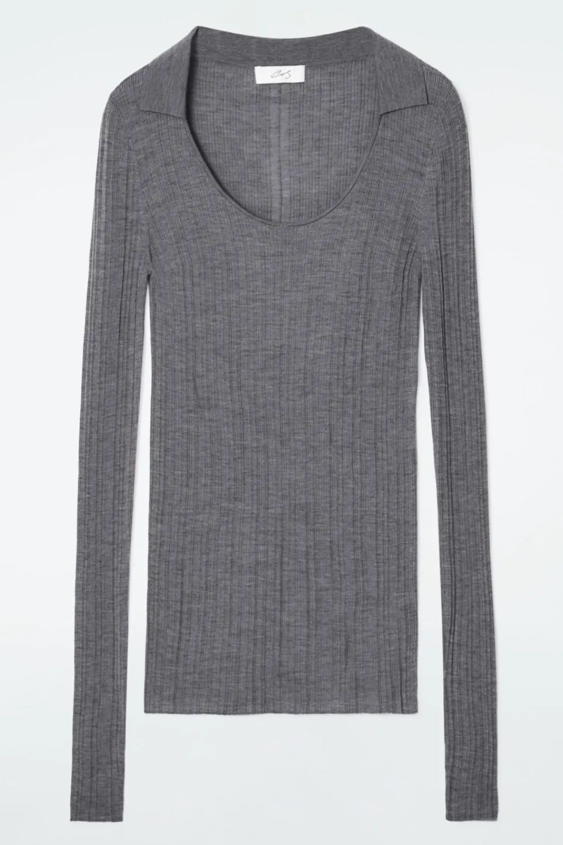 COS THE OPEN-COLLAR MERINO WOOL TOP-Women Tops | Sweaters & Cardigans