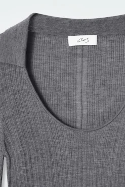 COS THE OPEN-COLLAR MERINO WOOL TOP-Women Tops | Sweaters & Cardigans