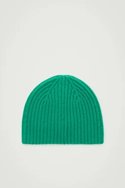 COS THE RIBBED CASHMERE BEANIE- Hats & Scarves | Cashmere