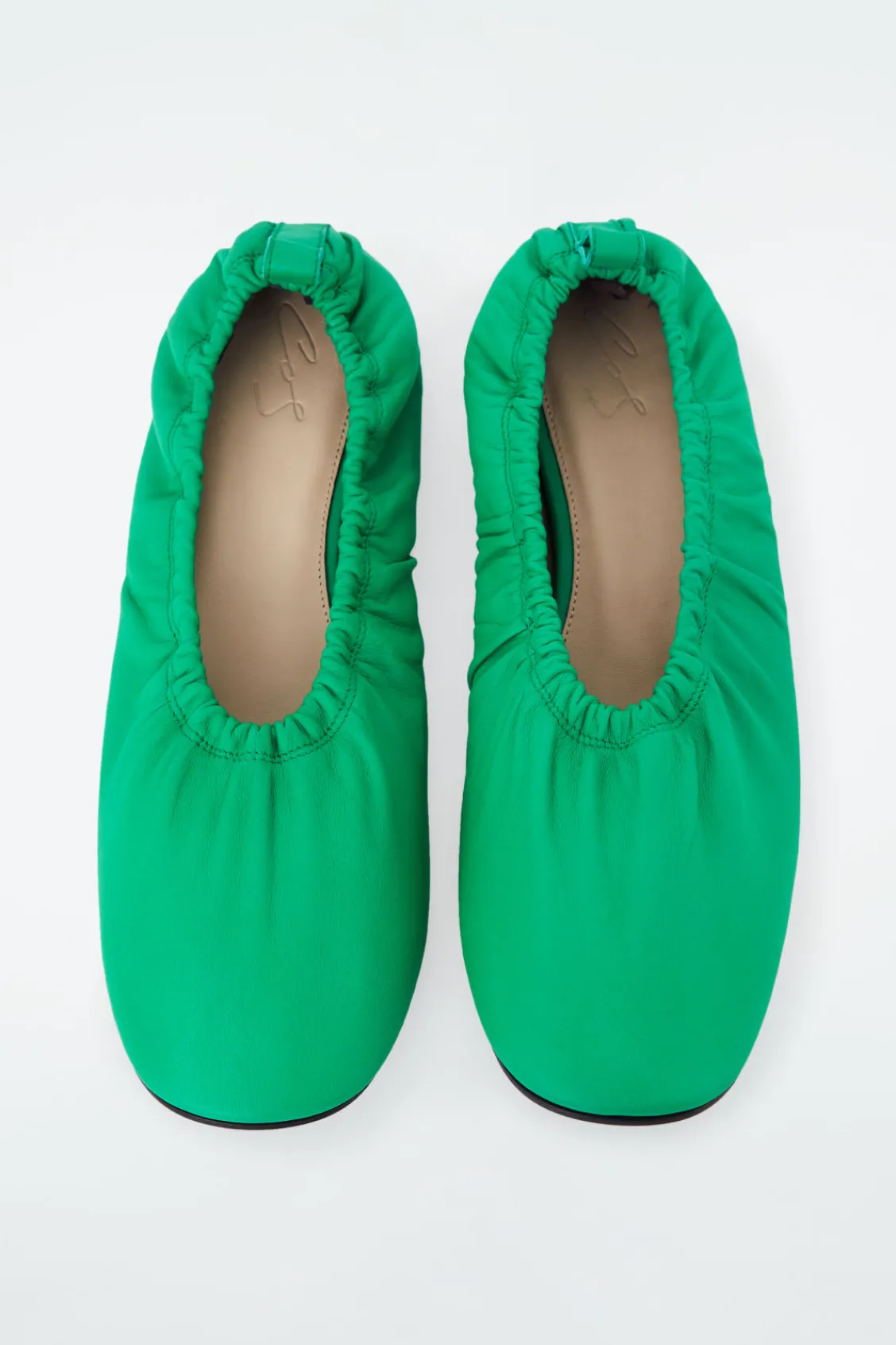 COS THE RUCHED LEATHER BALLET FLATS-Women Shoes