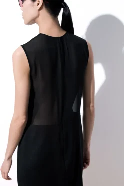 COS THE SHEER-PANEL SILK SHIFT DRESS-Women Dresses & Jumpsuits