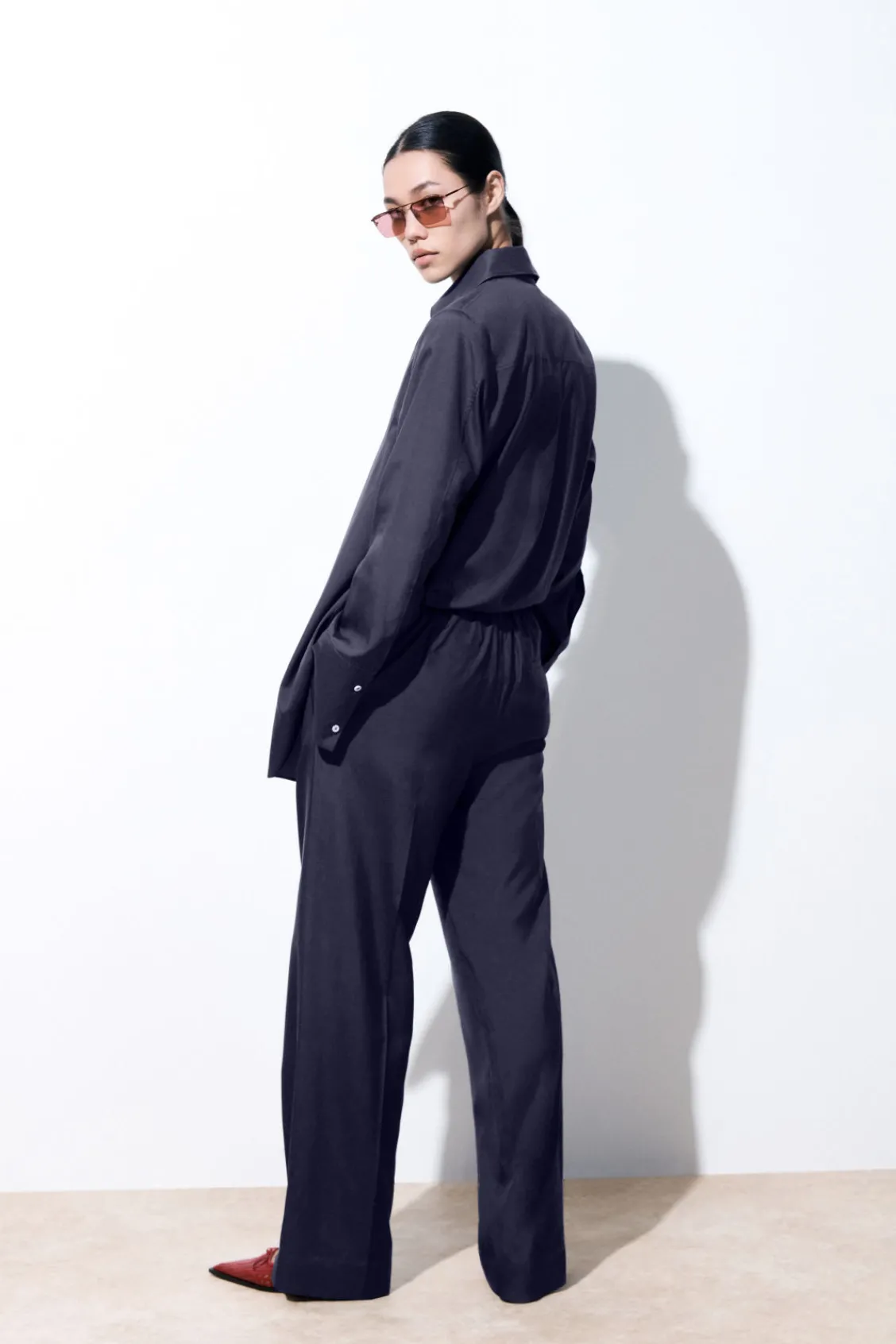 COS THE STRAIGHT-LEG SILK PANTS-Women Pants
