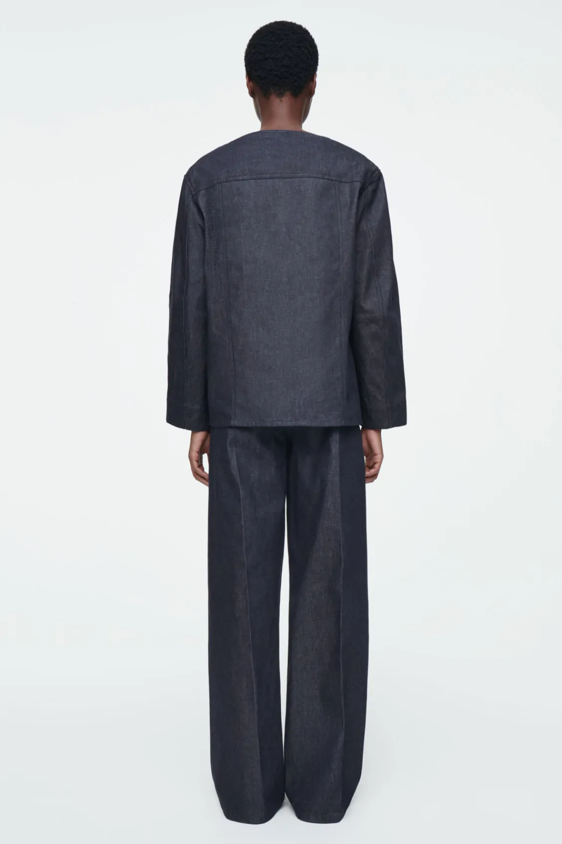 COS THE STRAIGHT-NECK RAW DENIM SHIRT-Women Shirts & Blouses | Tops