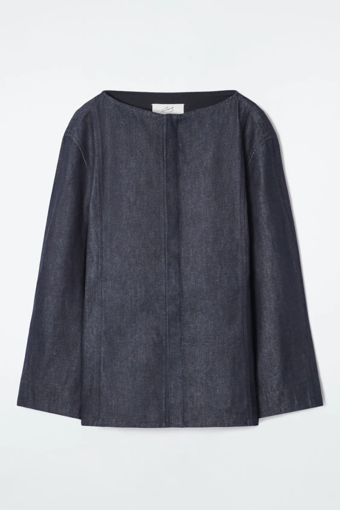 COS THE STRAIGHT-NECK RAW DENIM SHIRT-Women Shirts & Blouses | Tops