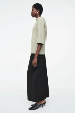 COS TIE-NECK JERSEY TOP-Women Tops