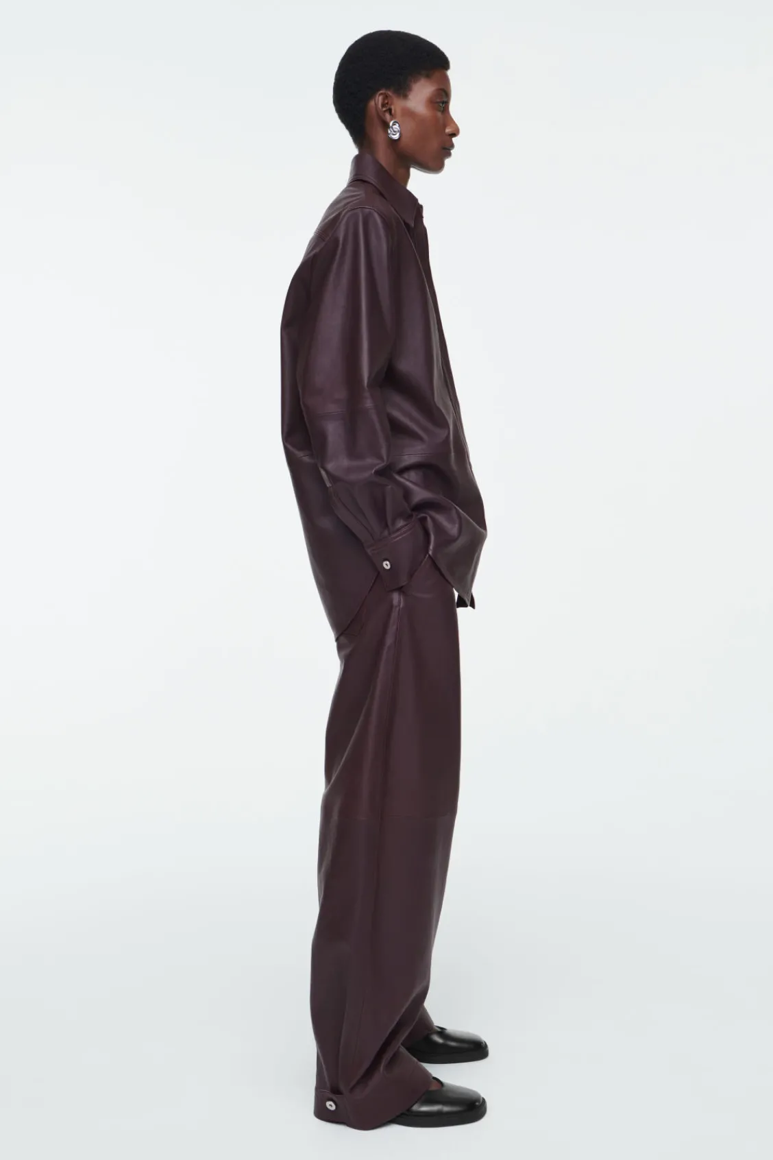 COS TOPSTITCHED LEATHER SHIRT-Women Shirts & Blouses | Tops