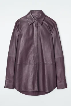 COS TOPSTITCHED LEATHER SHIRT-Women Shirts & Blouses | Tops