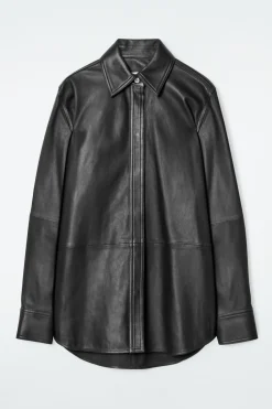 COS TOPSTITCHED LEATHER SHIRT-Women Shirts & Blouses | Tops