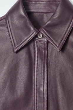 COS TOPSTITCHED LEATHER SHIRT-Women Shirts & Blouses | Tops