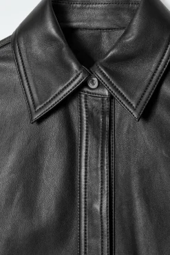 COS TOPSTITCHED LEATHER SHIRT-Women Shirts & Blouses | Tops