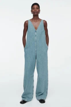 COS V-NECK DENIM JUMPSUIT-Women Dresses & Jumpsuits | Pants