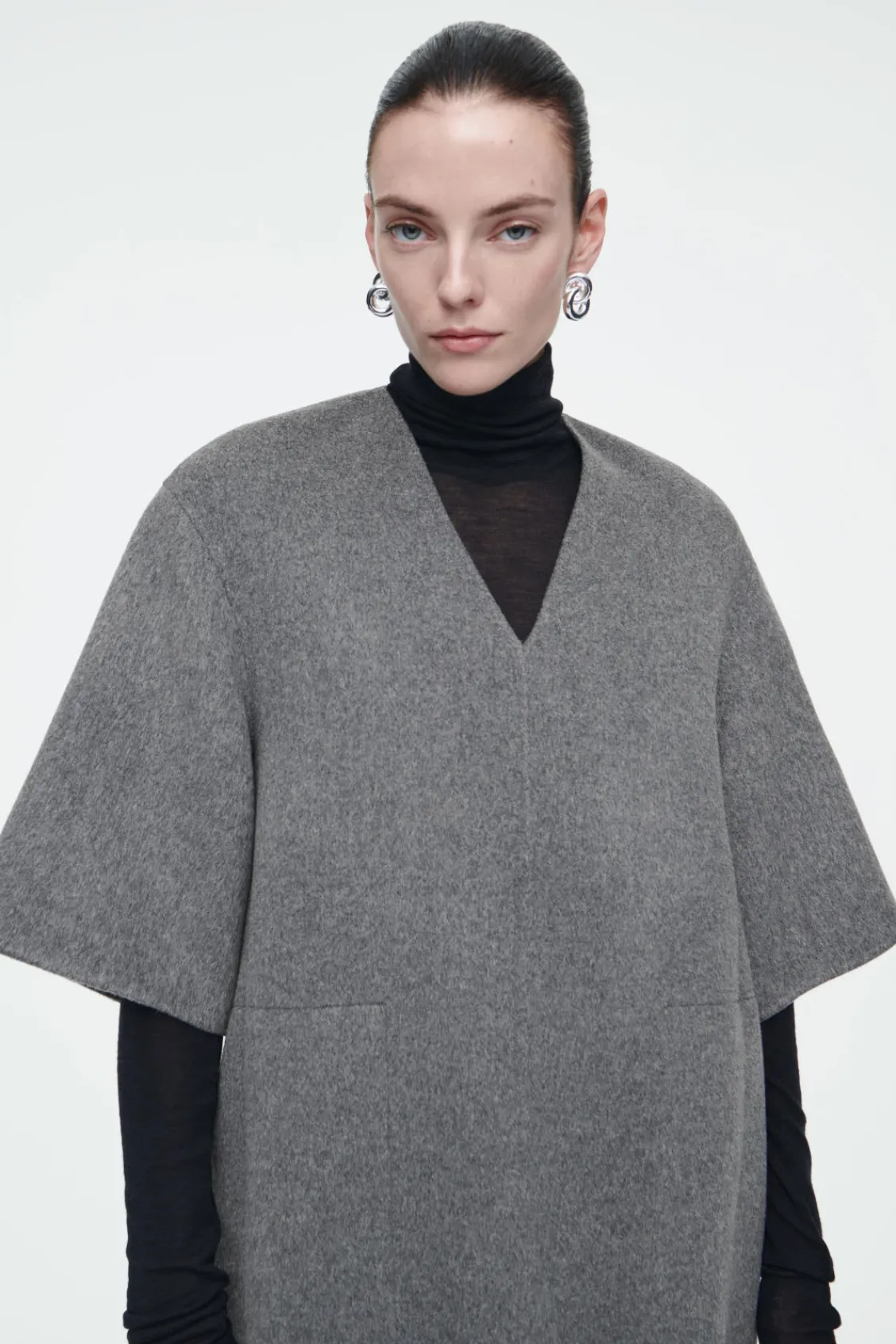 COS V-NECK DOUBLE-FACED WOOL DRESS-Women Dresses & Jumpsuits | Sweaters & Cardigans