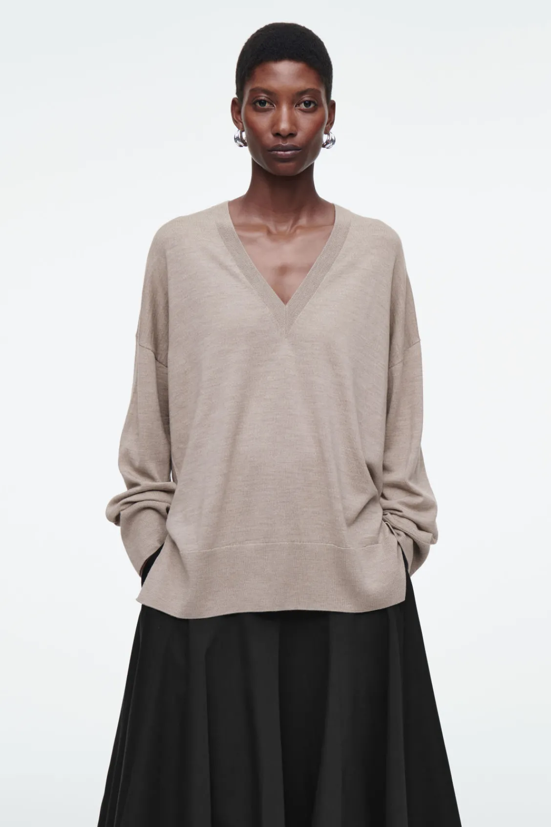 COS V-NECK MERINO WOOL SWEATER-Women Tops | Sweaters & Cardigans