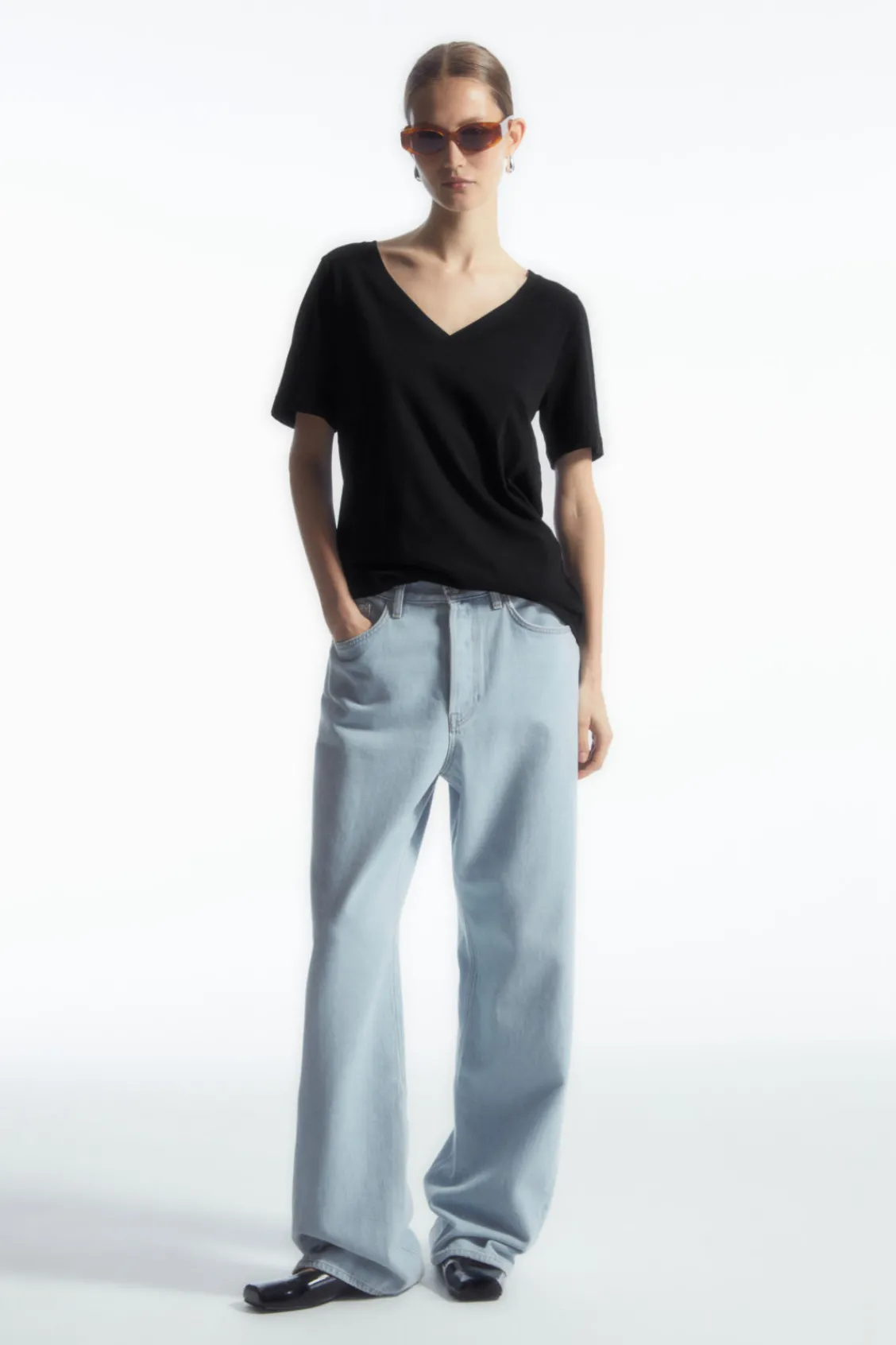 COS 24/7 V-NECK T-SHIRT-Women T-Shirts | Tops