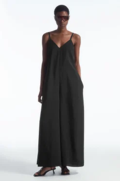 COS V-NECK WIDE-LEG JUMPSUIT-Women Dresses & Jumpsuits | Pants