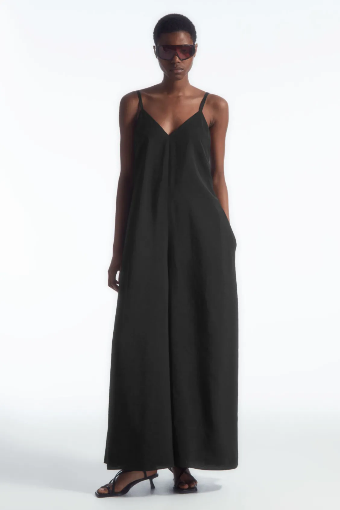 COS V-NECK WIDE-LEG JUMPSUIT-Women Dresses & Jumpsuits | Pants
