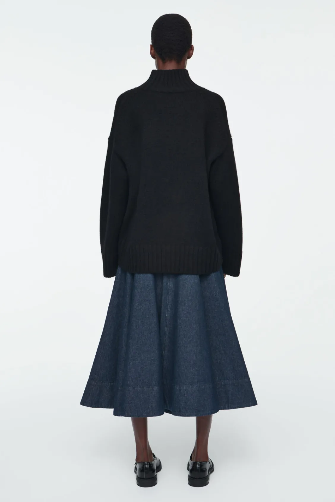 COS VOLUMINOUS A-LINE DENIM MIDI SKIRT-Women Skirts
