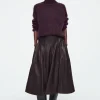 COS VOLUMINOUS A-LINE LEATHER MIDI SKIRT-Women Skirts