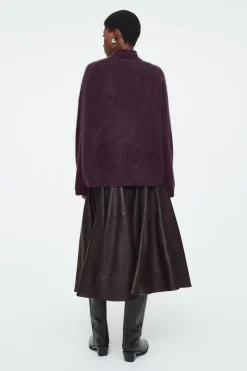 COS VOLUMINOUS A-LINE LEATHER MIDI SKIRT-Women Skirts