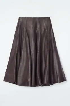 COS VOLUMINOUS A-LINE LEATHER MIDI SKIRT-Women Skirts