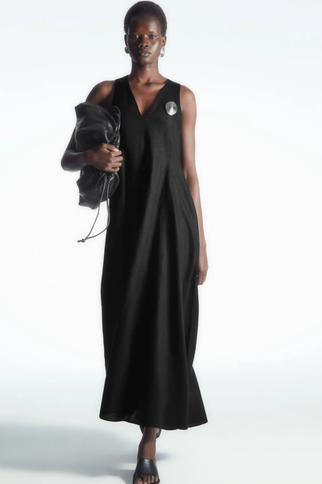 COS VOLUMINOUS V-NECK MAXI DRESS-Women Dresses & Jumpsuits