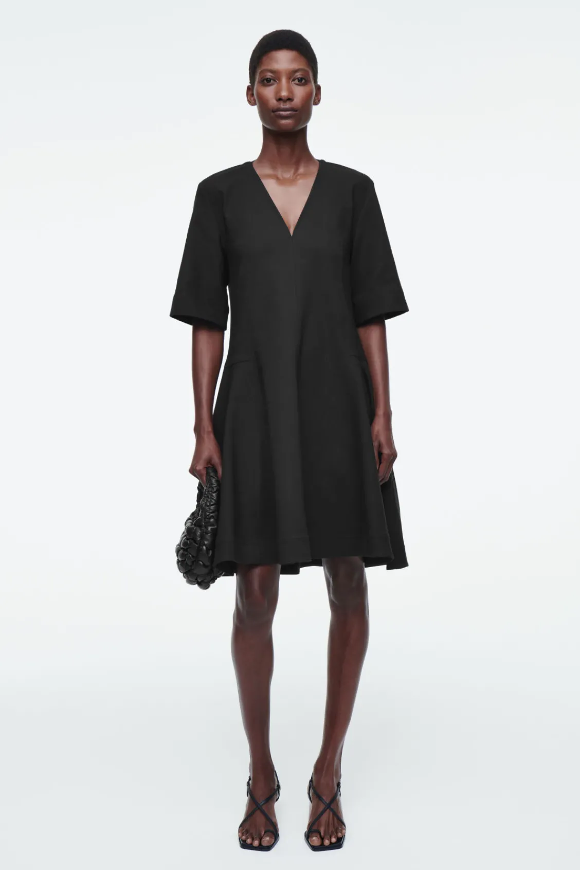 COS VOLUMINOUS V-NECK MINI DRESS-Women Dresses & Jumpsuits