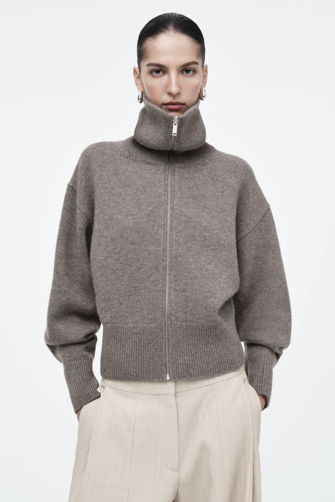COS WAISTED KNITTED WOOL BOMBER JACKET-Women Coats & Jackets | Sweaters & Cardigans