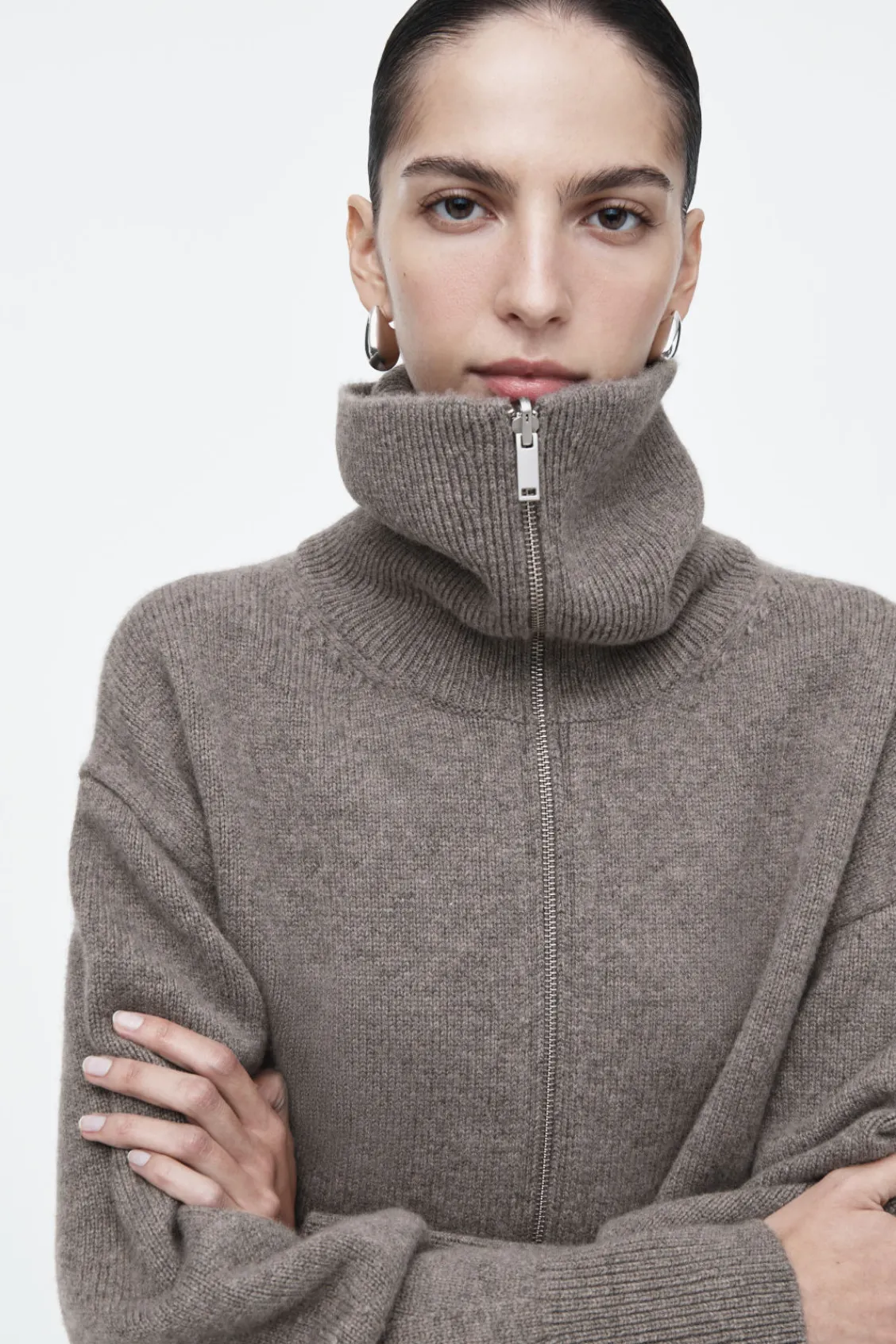 COS WAISTED KNITTED WOOL BOMBER JACKET-Women Coats & Jackets | Sweaters & Cardigans