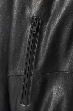 COS WAISTED LEATHER TRUCKER JACKET-Women Coats & Jackets